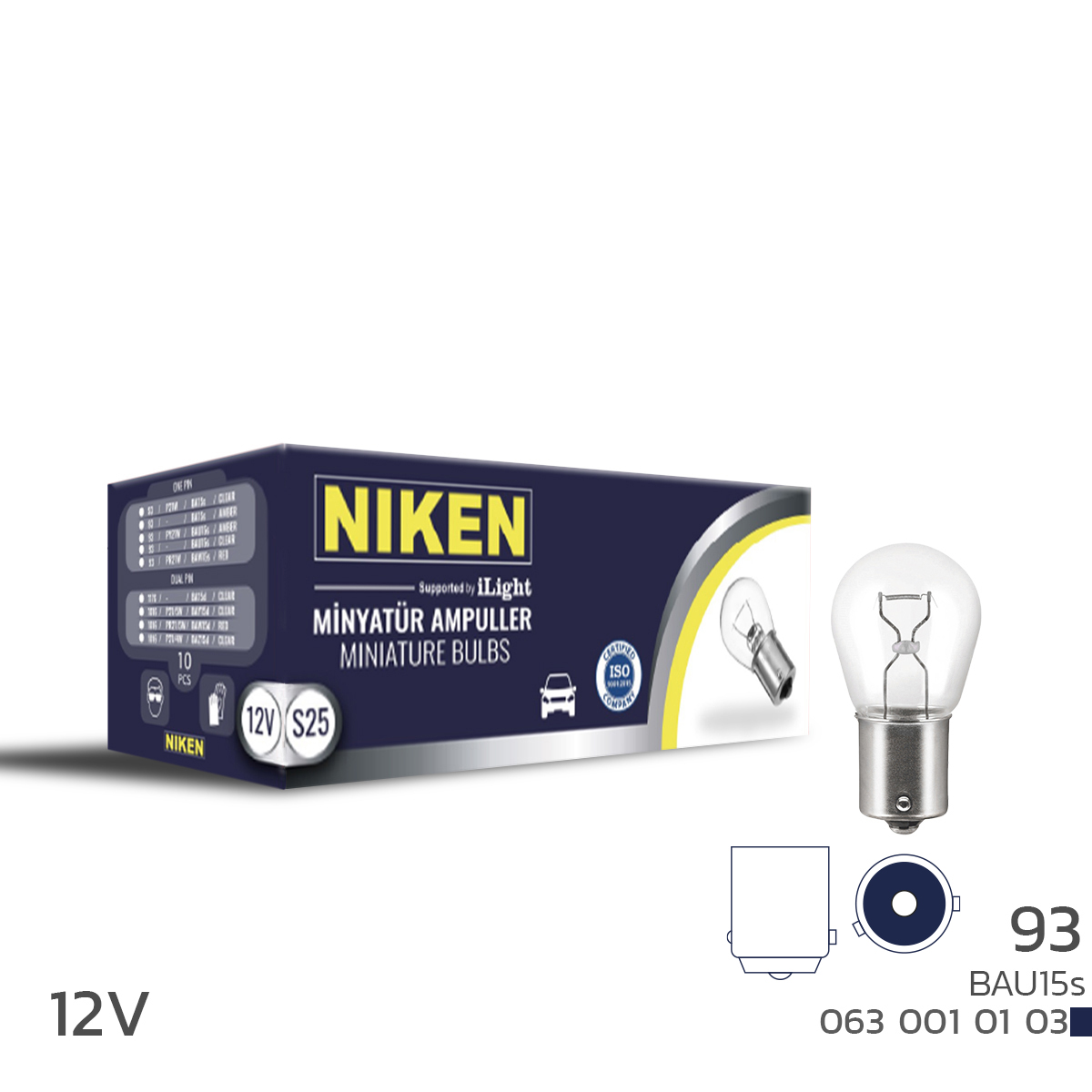 NIKEN 12V 93 AMPUL YT  BAU15s  10LU