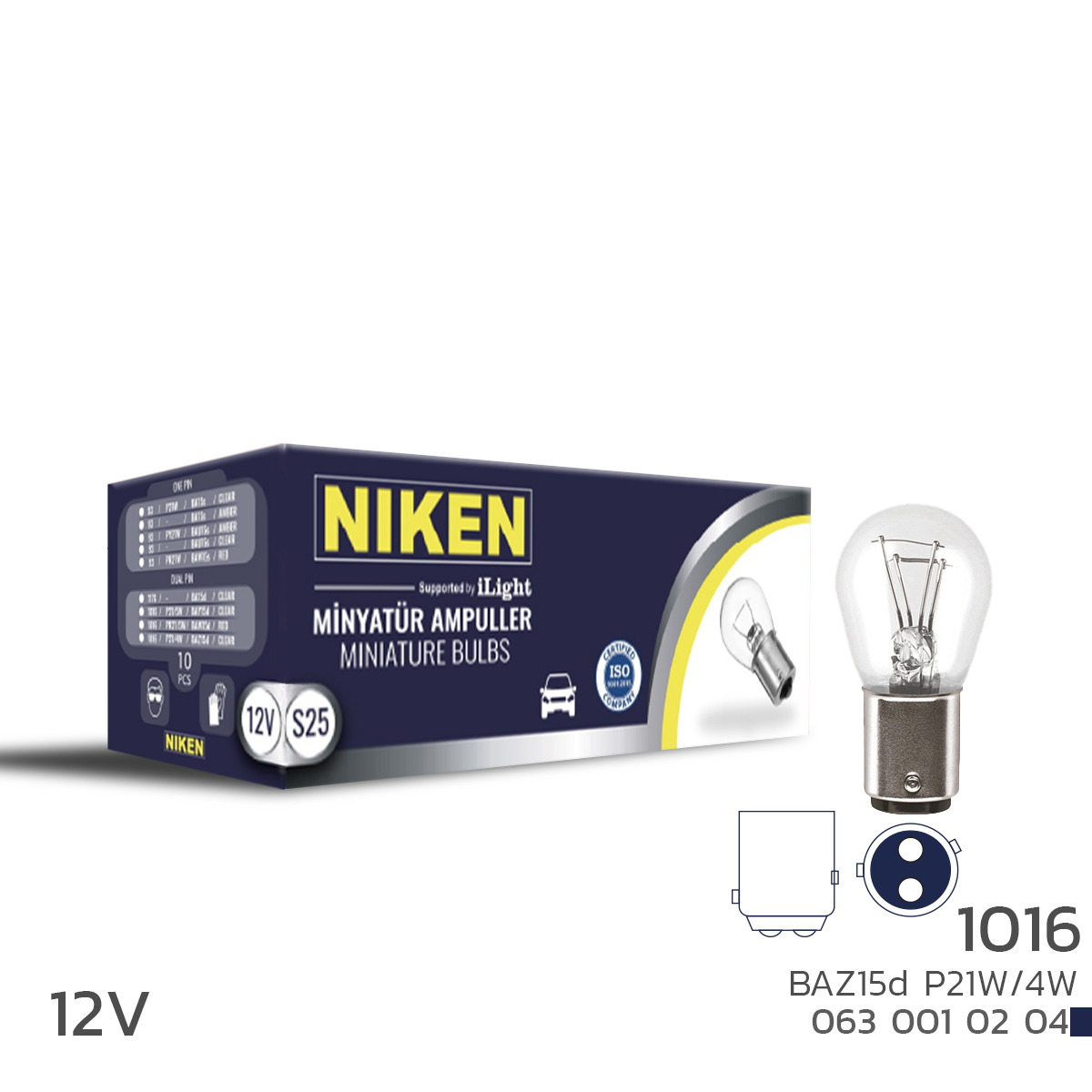 NIKEN 12V 1016 AMPUL YT (P21/4W) BAZ15d 10LU