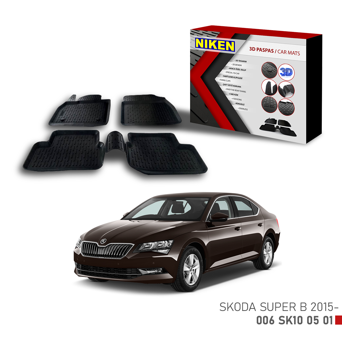 SKODA SUPER B 2015- 3D CAR MATS