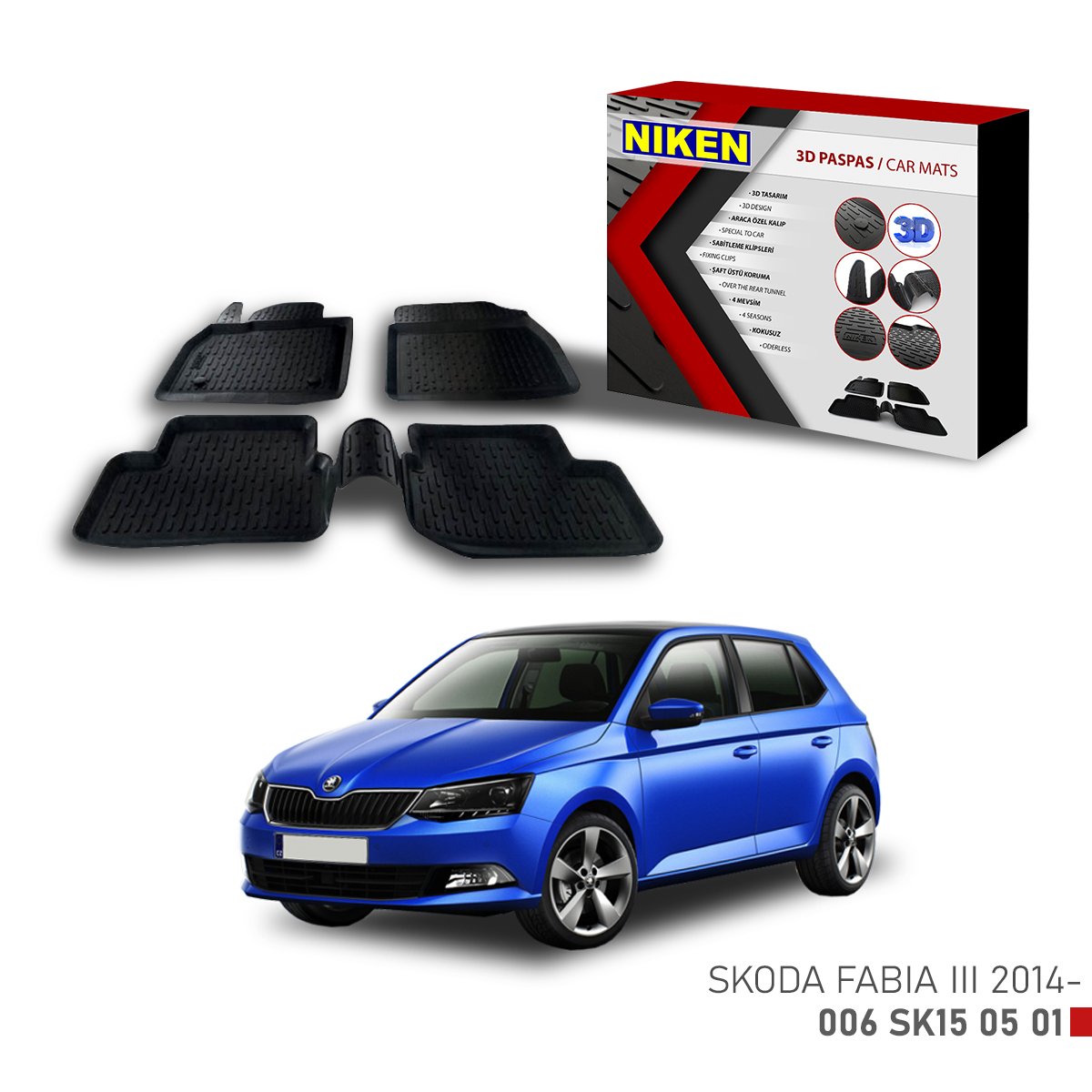 SKODA FABIA III 2014- 3D CAR MATS