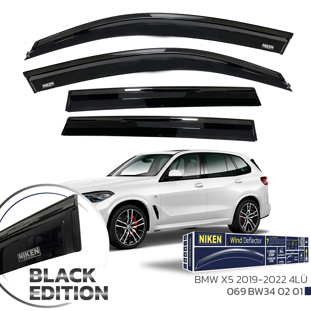 BMW X5 2019-BLACK EDITION KROMLU CAM RÜZGARLIĞI 4L