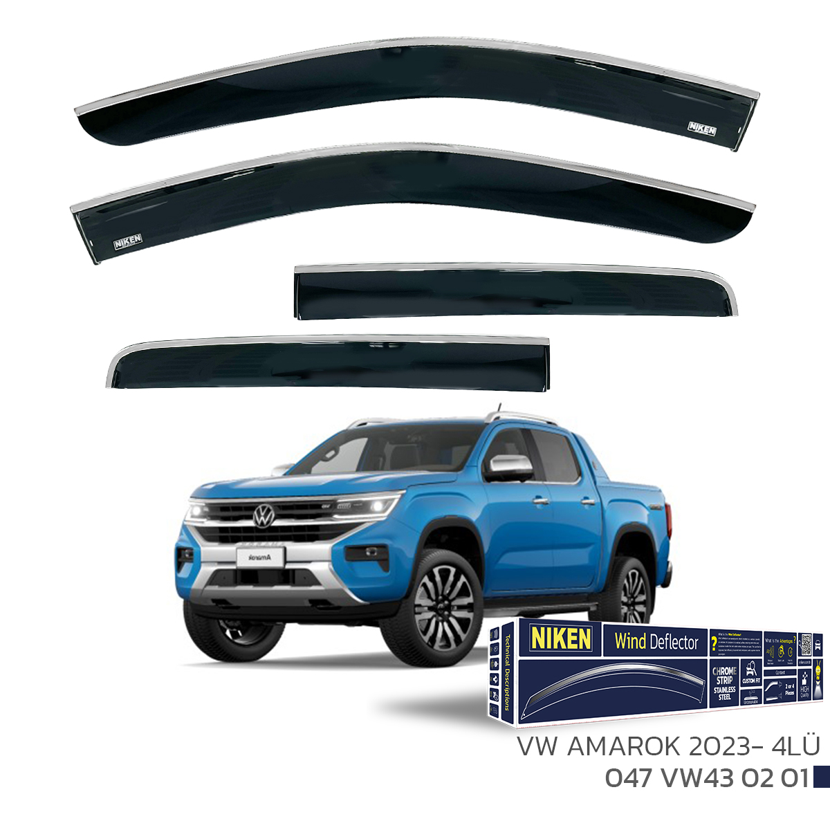 VW AMAROK 2023-  KROMLU CAM RÜZGARLIĞI 4LÜ