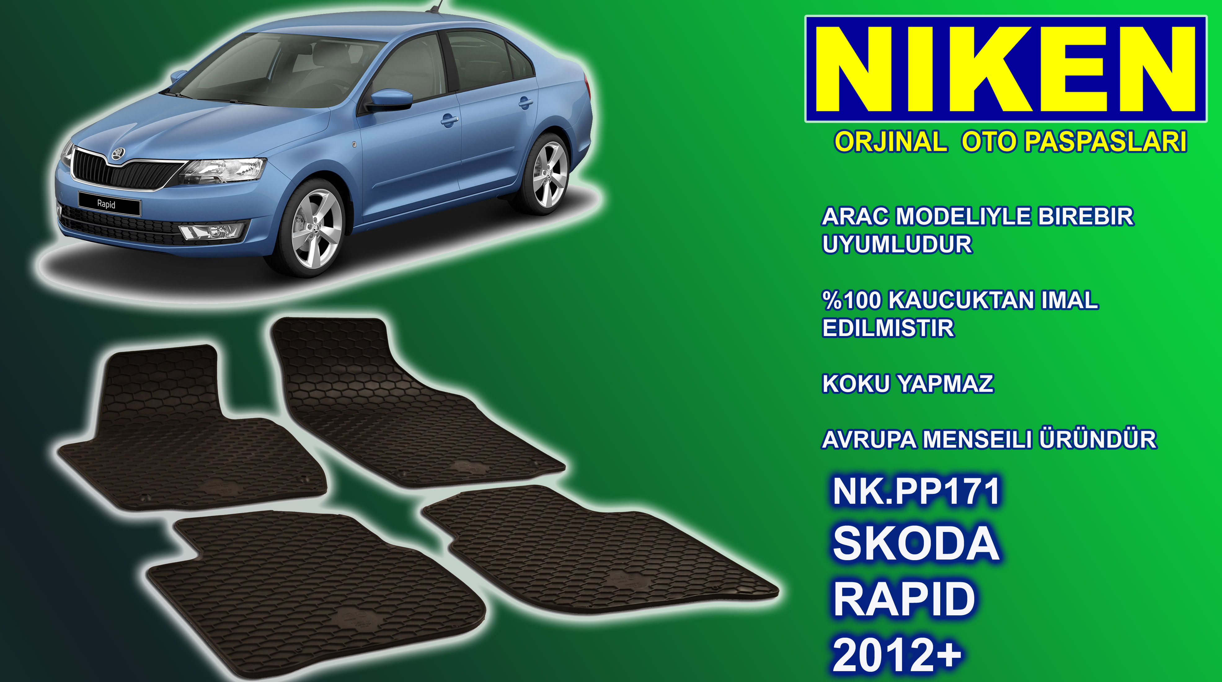 SKODA RAPID (2012-) CAR MATS 4PCS (NK.PP171)
