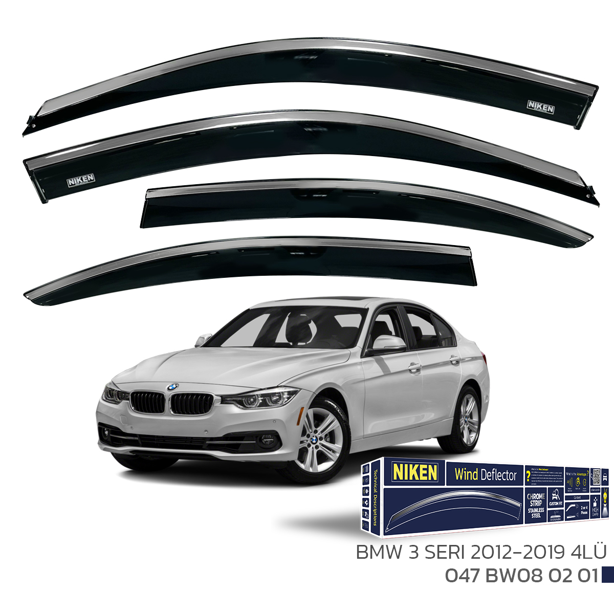 BMW 3 SERI 2012-2019 KROMLU CAM RÜZGARLIĞI 4LÜ