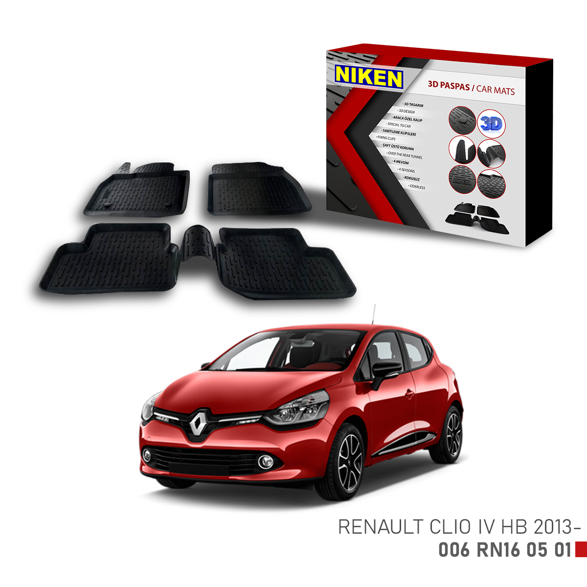 RENAULT CLIO 4 HB 2013-3D CAR MATS