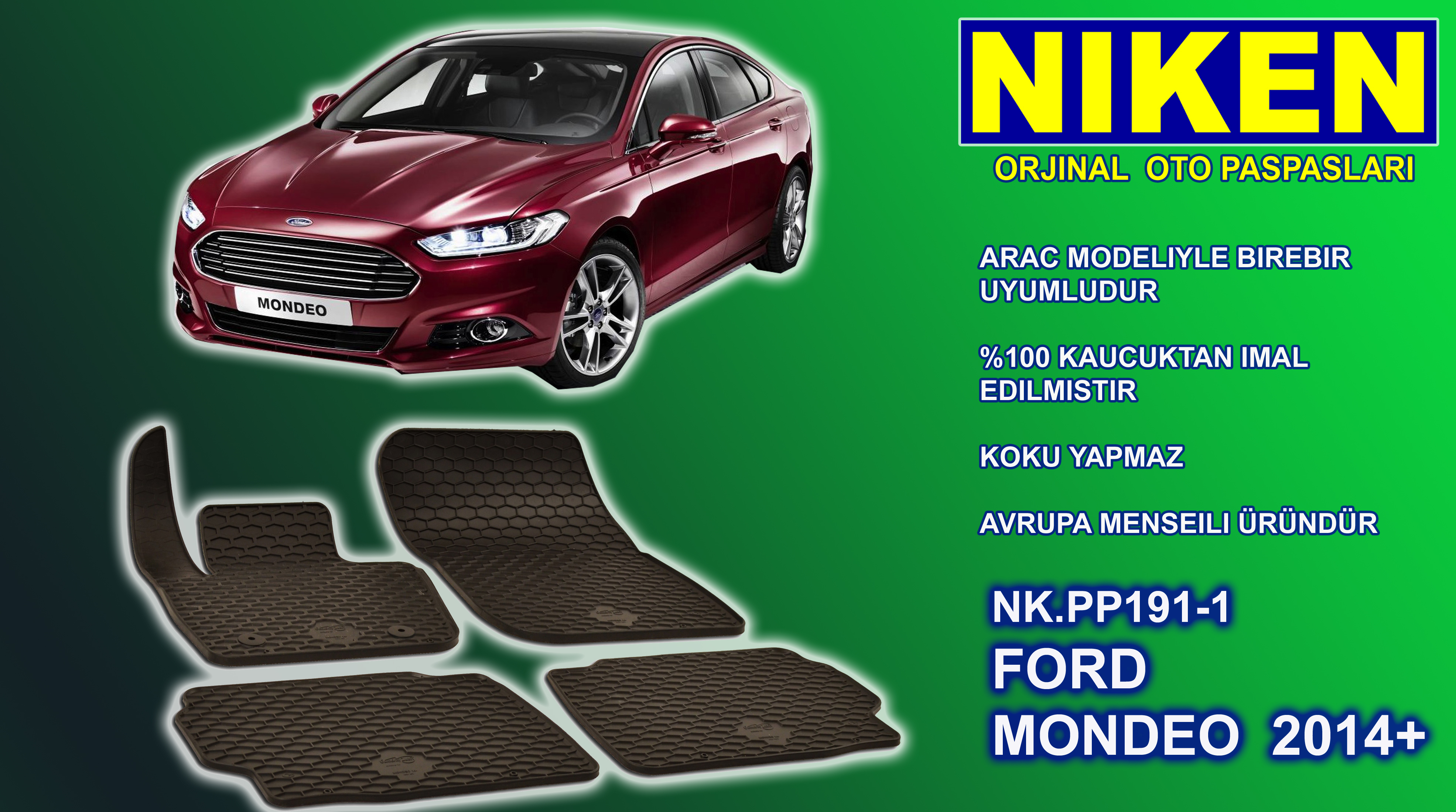 FORD MONDEO 2014 CAR MATS 5PCS (NK.PP191-1)