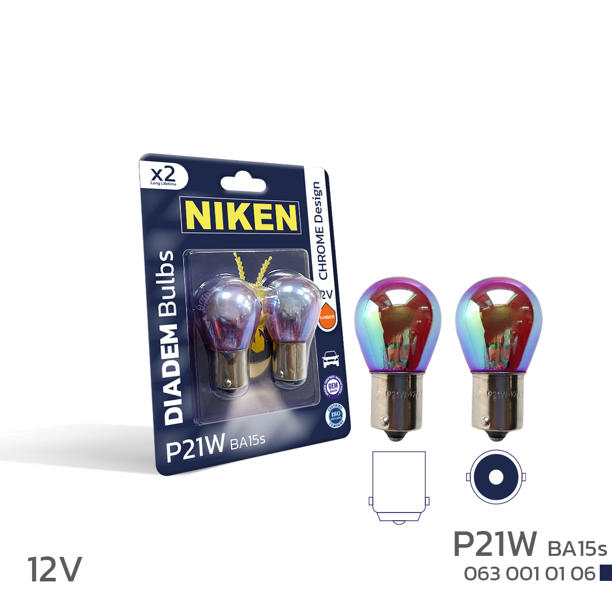 NIKEN 12V 93 DIADEM AMPUL (P21W) AMBER BA15s 2Lİ
