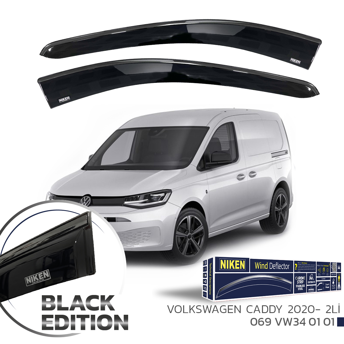 VW CADDY 2020-BLACK EDITION KROMLU CAM RÜZGARLI 2L