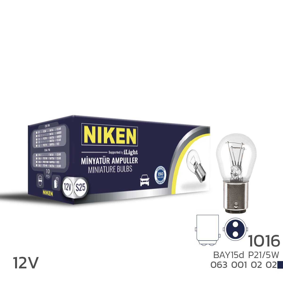 NIKEN 12V 1016 AMPUL ŞT (P21/5W) BAY15d  10LU