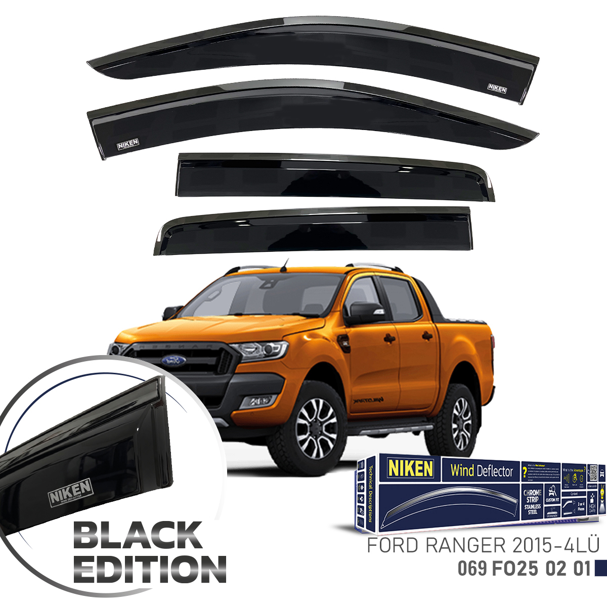 FORD RANGER 2015-BLACK EDITION KROMLU CAM RÜZGA 4L