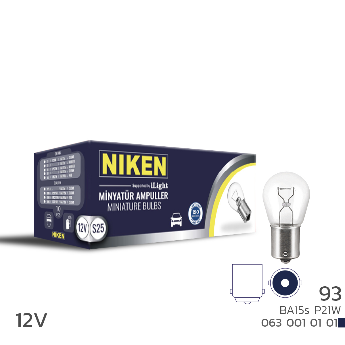 NIKEN 12V 93 AMPUL (P21W) BA15s  10LU
