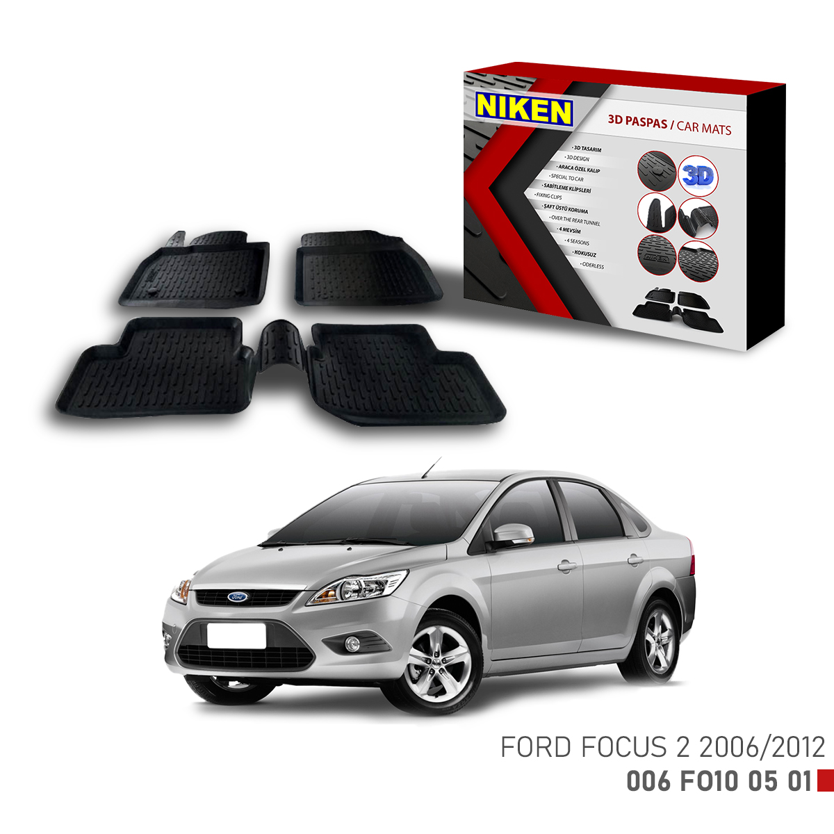 FORD FOCUS 2 2006-2012 3D CAR MATS