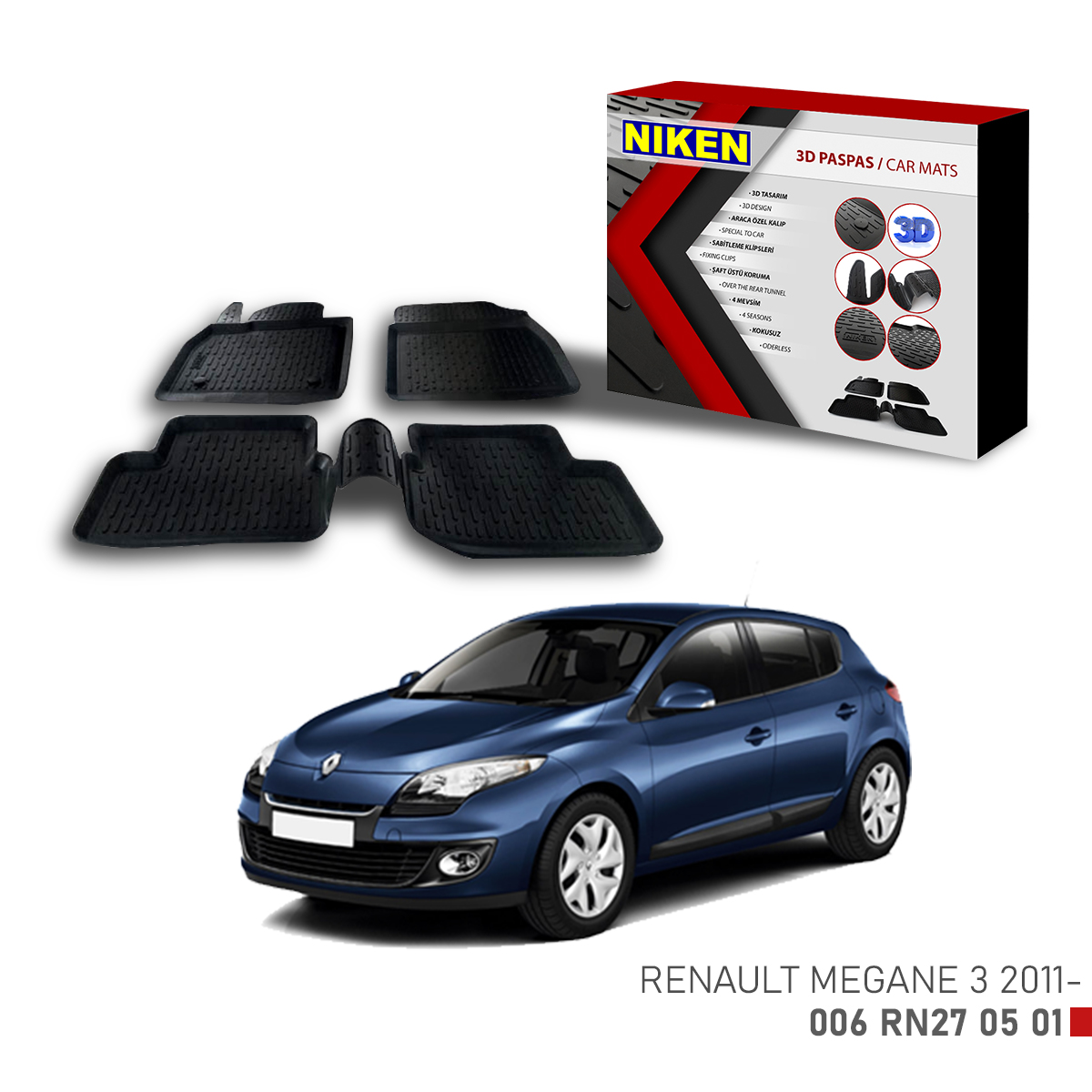 RENAULT MEGANE 3 2011- 3D CAR MATS