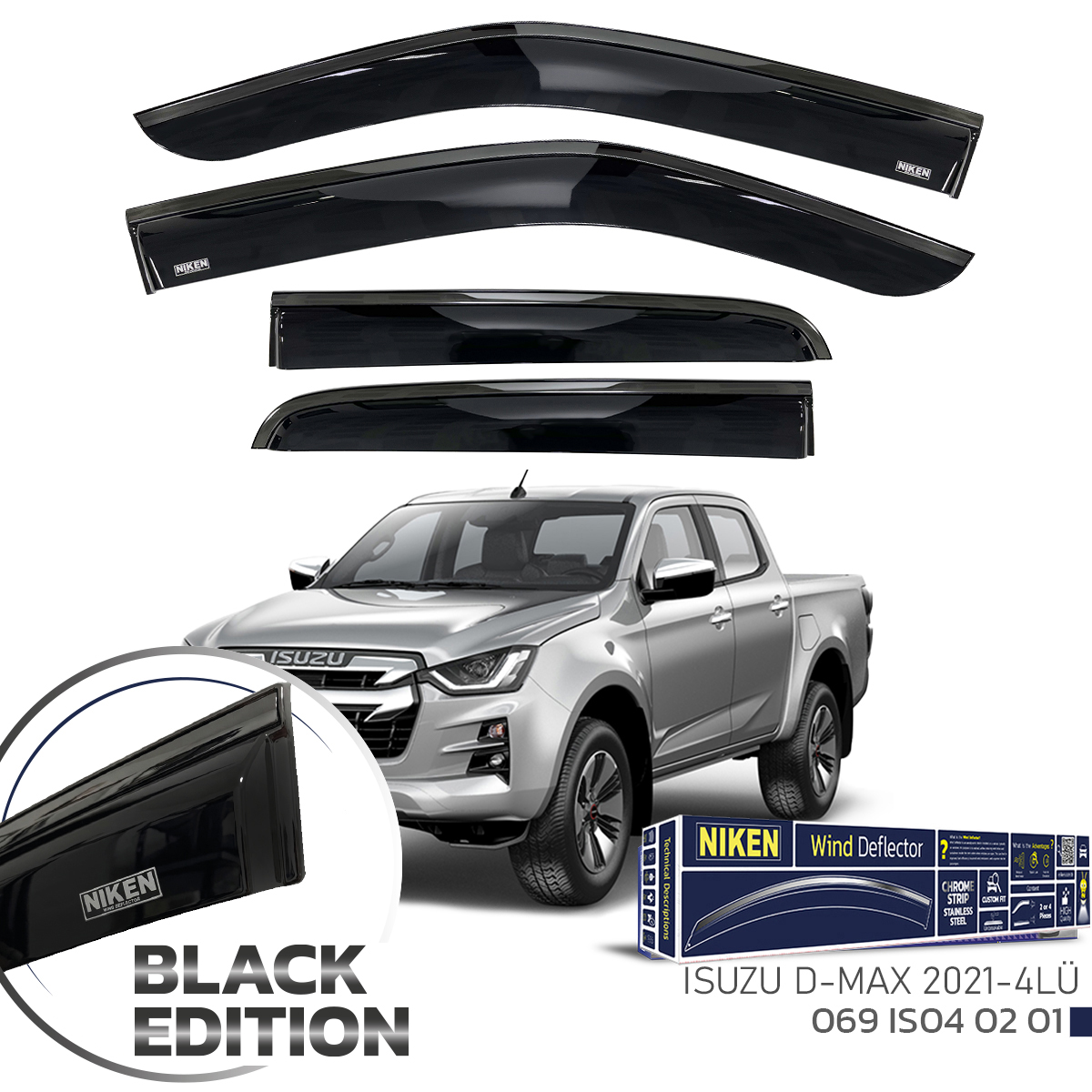 ISUZU D-MAX 2021-BLACK EDITION KROMLU CAM RÜZGA 4L