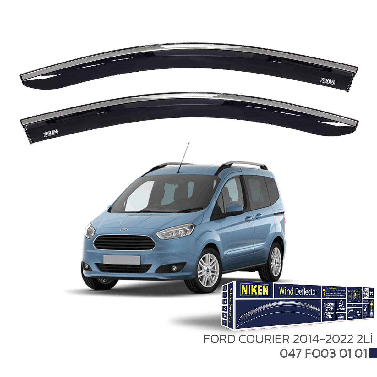FORD COURIER 2014-2022 KROMLU CAM RÜZGARLIĞI 2Lİ