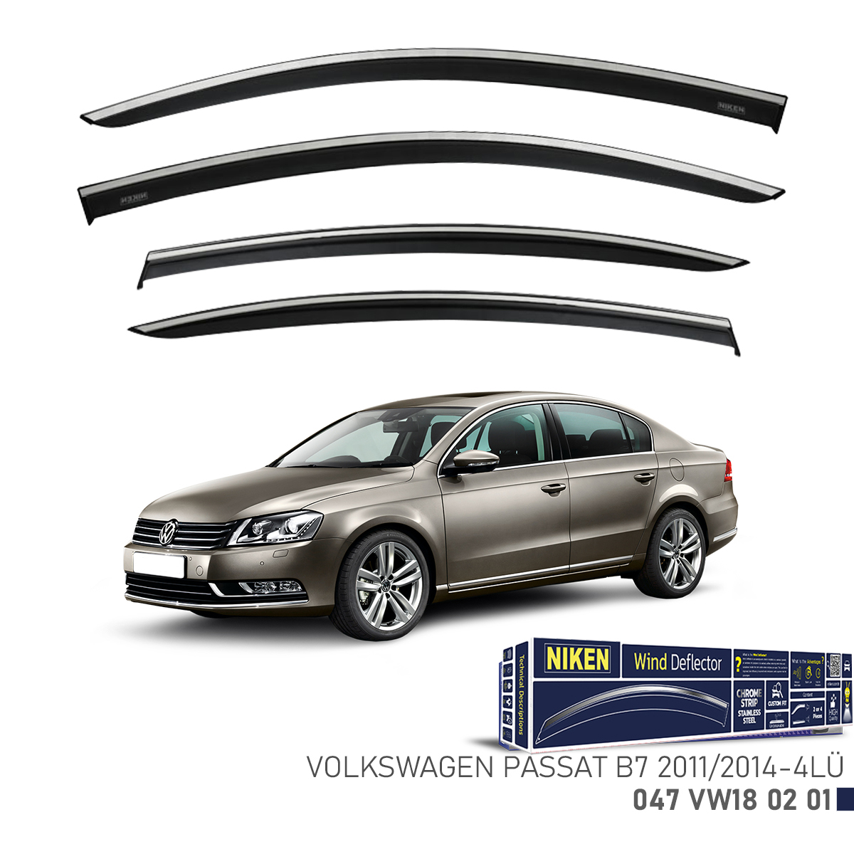 VW PASSAT B7 2011-2014- KROMLU CAM RÜZGARLIĞI 4LÜ