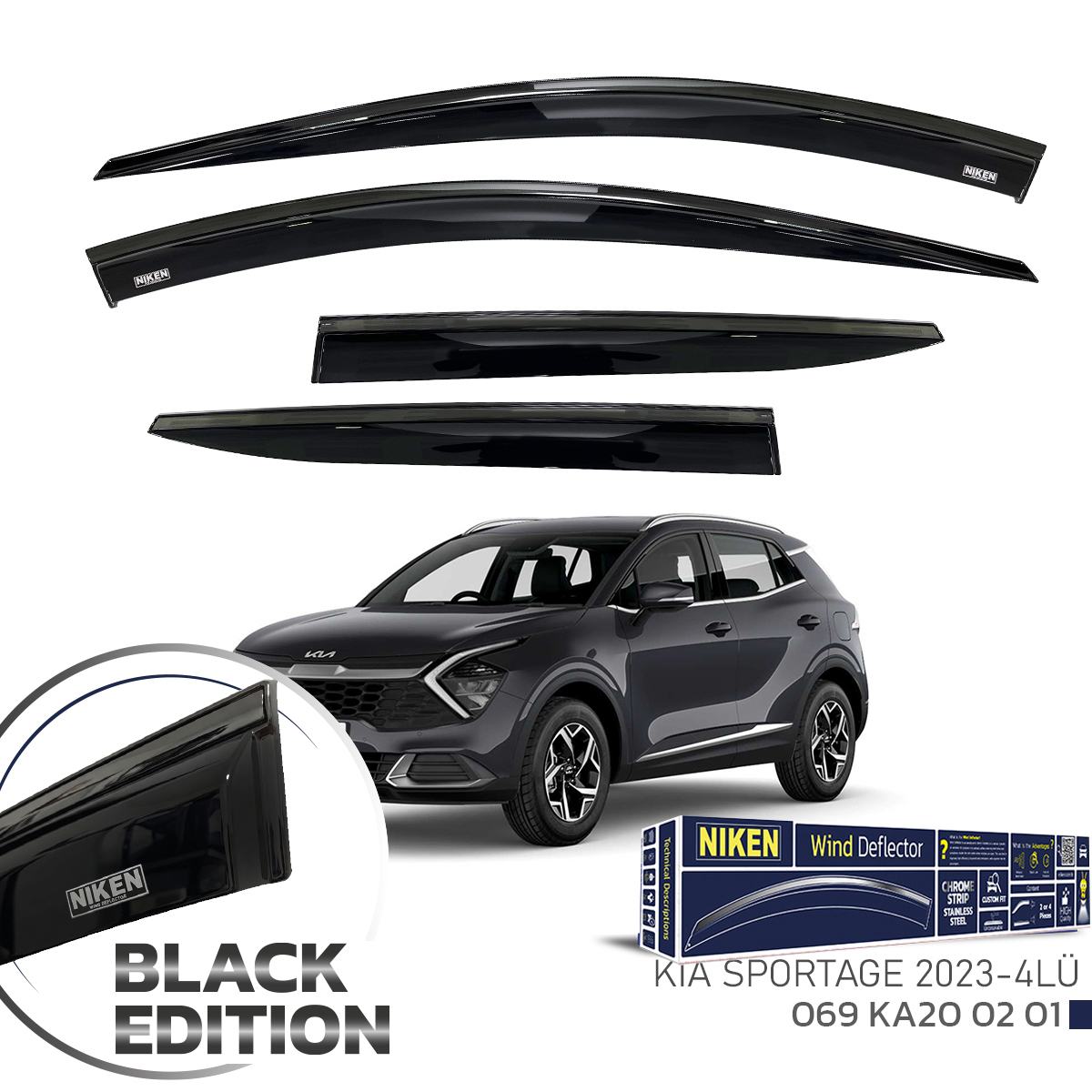 KIA SPORTAGE 2023-BLACK EDITION KROMLU CAM RÜZ 4LÜ